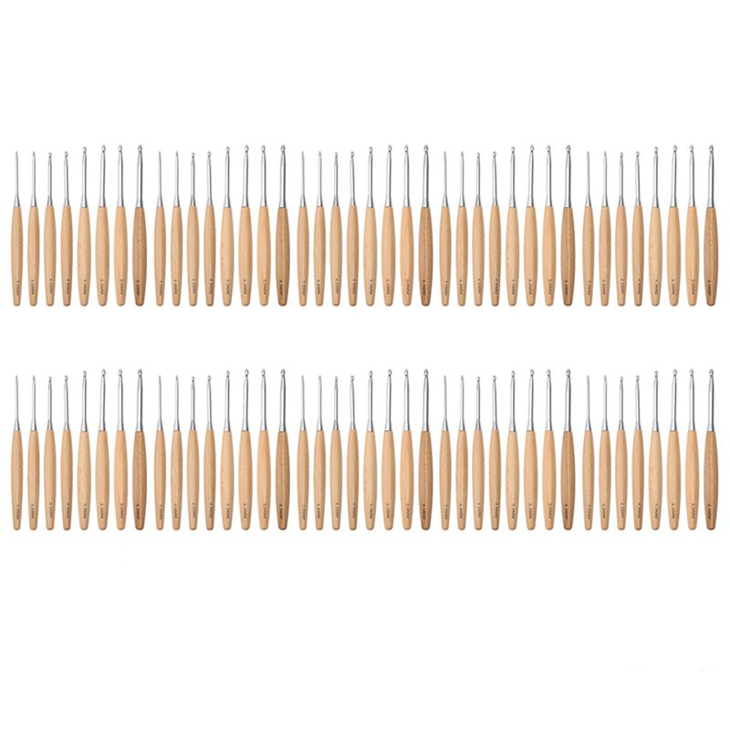 Wooden Crochet Hooks Ergonomic Handle - SEWS-80Pcs Wood Crochet Hooks 3.0Mm-6.5Mm, Ergonomic