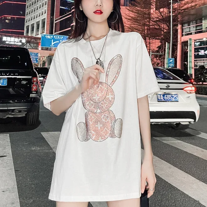 Embroidery - Women's Summer Casual T-Shirt: Diamond Cartoon