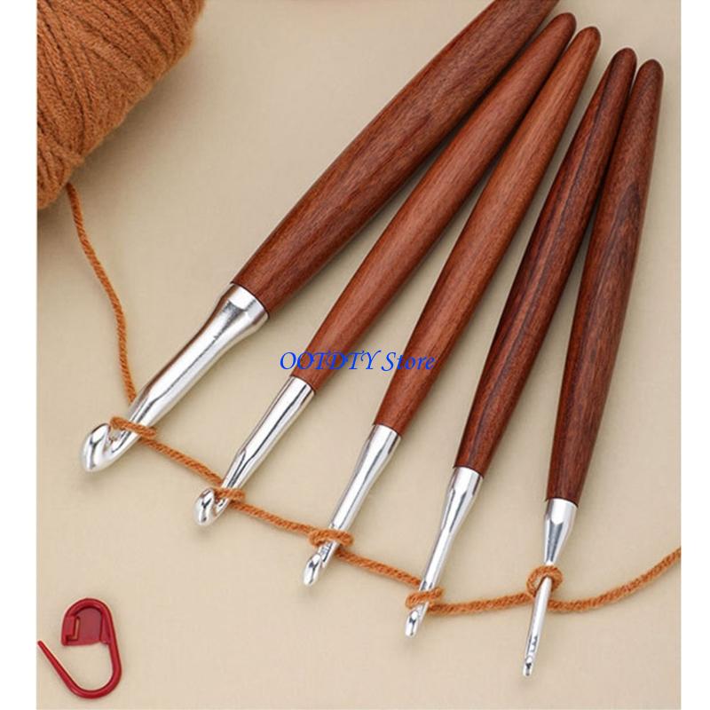 Wooden Crochet Hooks Ergonomic Handle - 367A 8Pcs Wooden Handle Crochet Hook