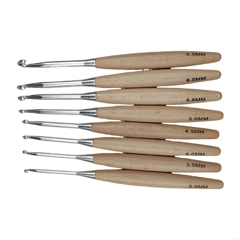 Wooden Crochet Hooks Ergonomic Handle - 8Pcs Ergonomic Crochet Hook for Beginner