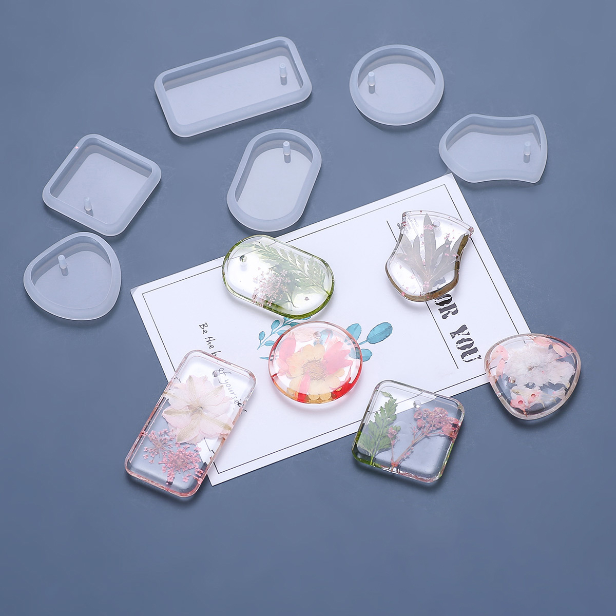 Silicone Epoxy Resin Molds Set - 1/6/10pcs DIY Keychain Pendant Silicone Mold