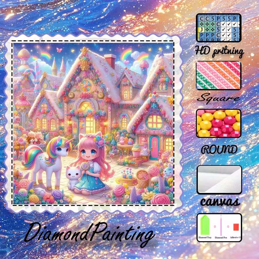 5D Diamond Painting Kit Full Drill - 1 piece 5D DIY flocking cloth,