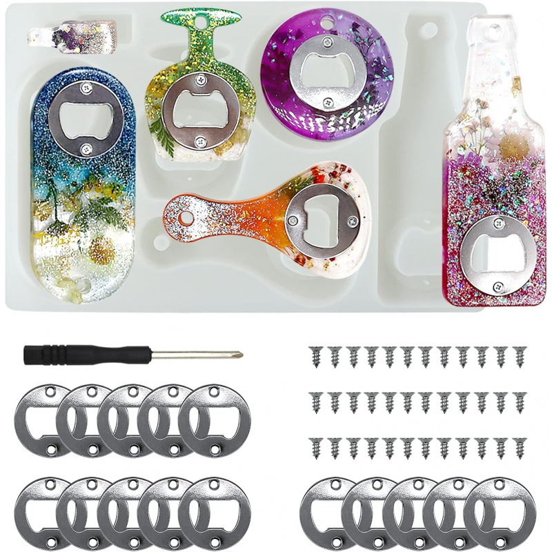 Silicone Epoxy Resin Molds Set - Bottle opener resin mold、Beer silicone set