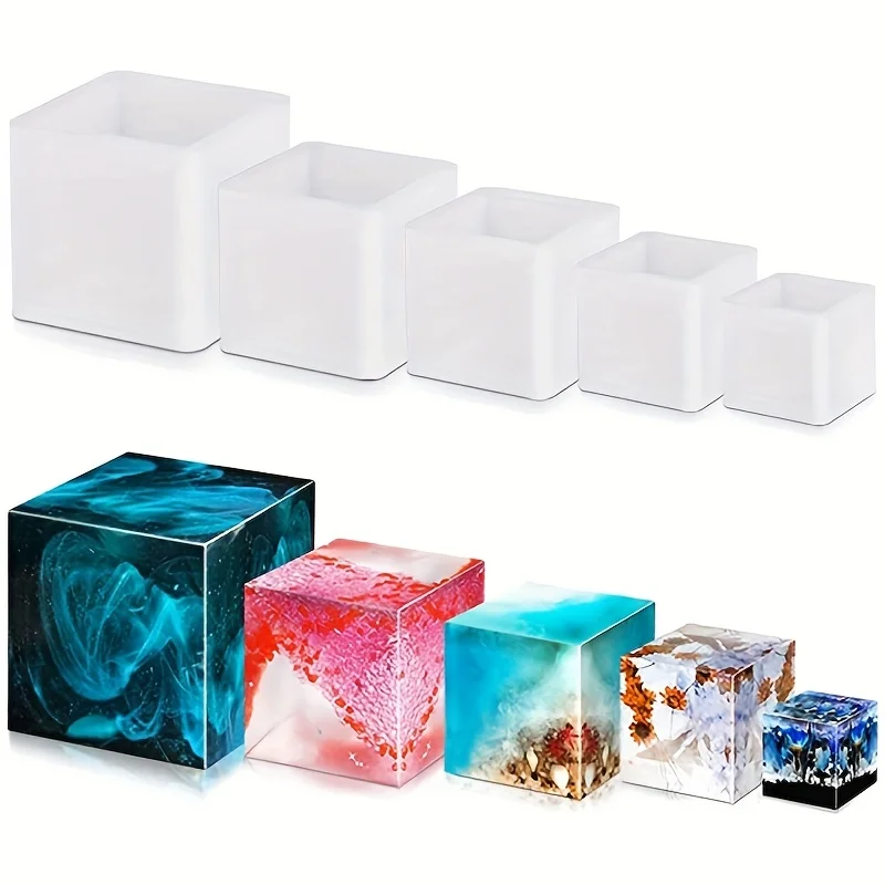 Silicone Epoxy Resin Molds Set - 5 pcs Square Resin Mold Silicone,