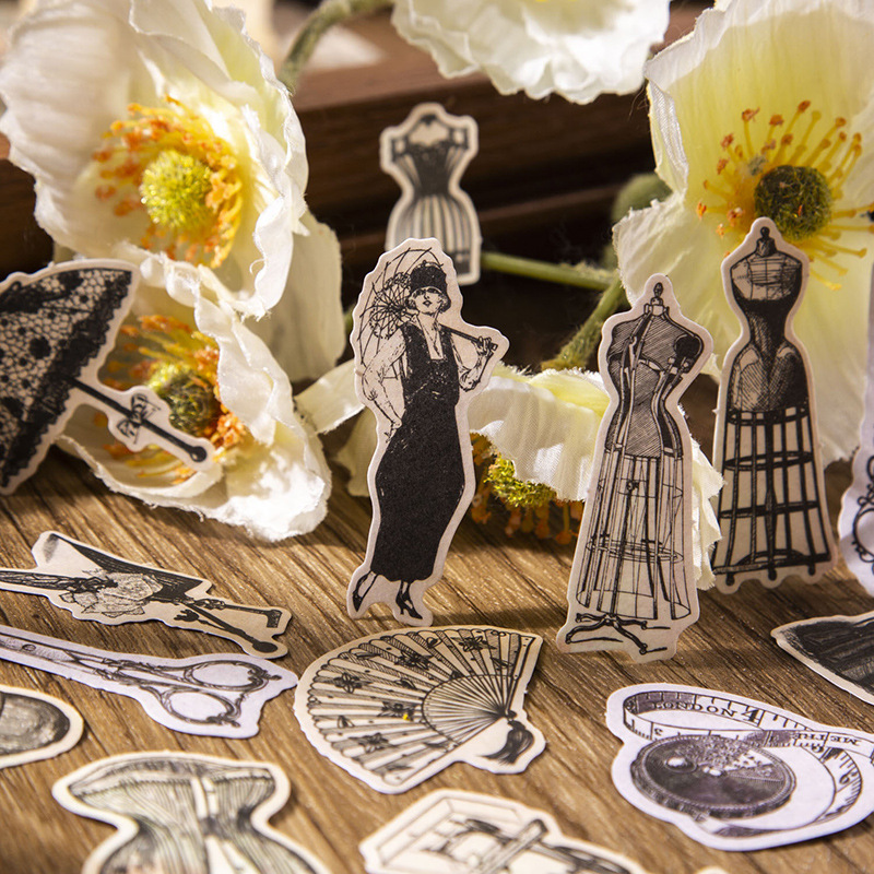 60 pcs Vintage Stickers+materi - Vintage Junk Journal Scrapbooking Paper review and price