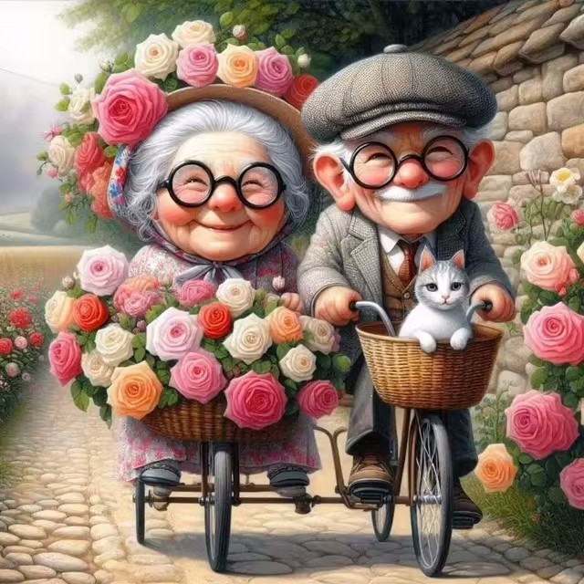 Cartoon Happy Old Couple 5D Fu - 5D Diamond Painting Kit Full Drill review and price