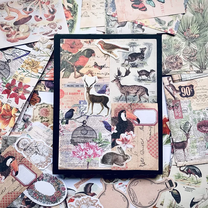 Vintage Stickers For Journalin - Vintage Junk Journal Scrapbooking Paper review and price
