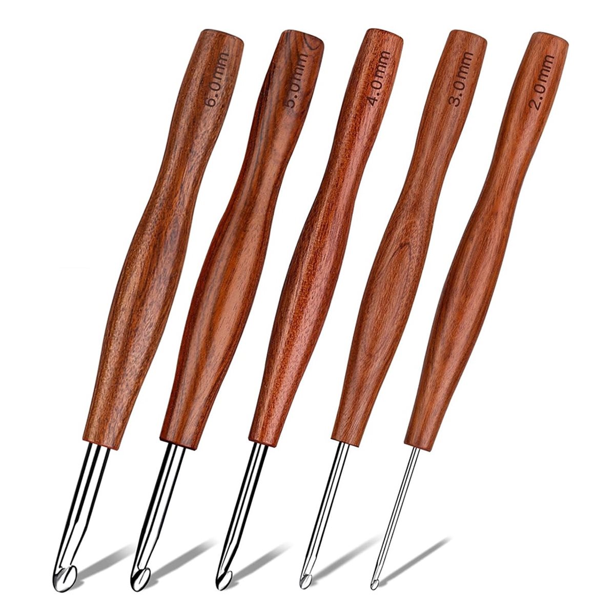 AT16 5 Pcs Crochet Hook, 5 Siz - Wooden Crochet Hooks Ergonomic Handle review and price