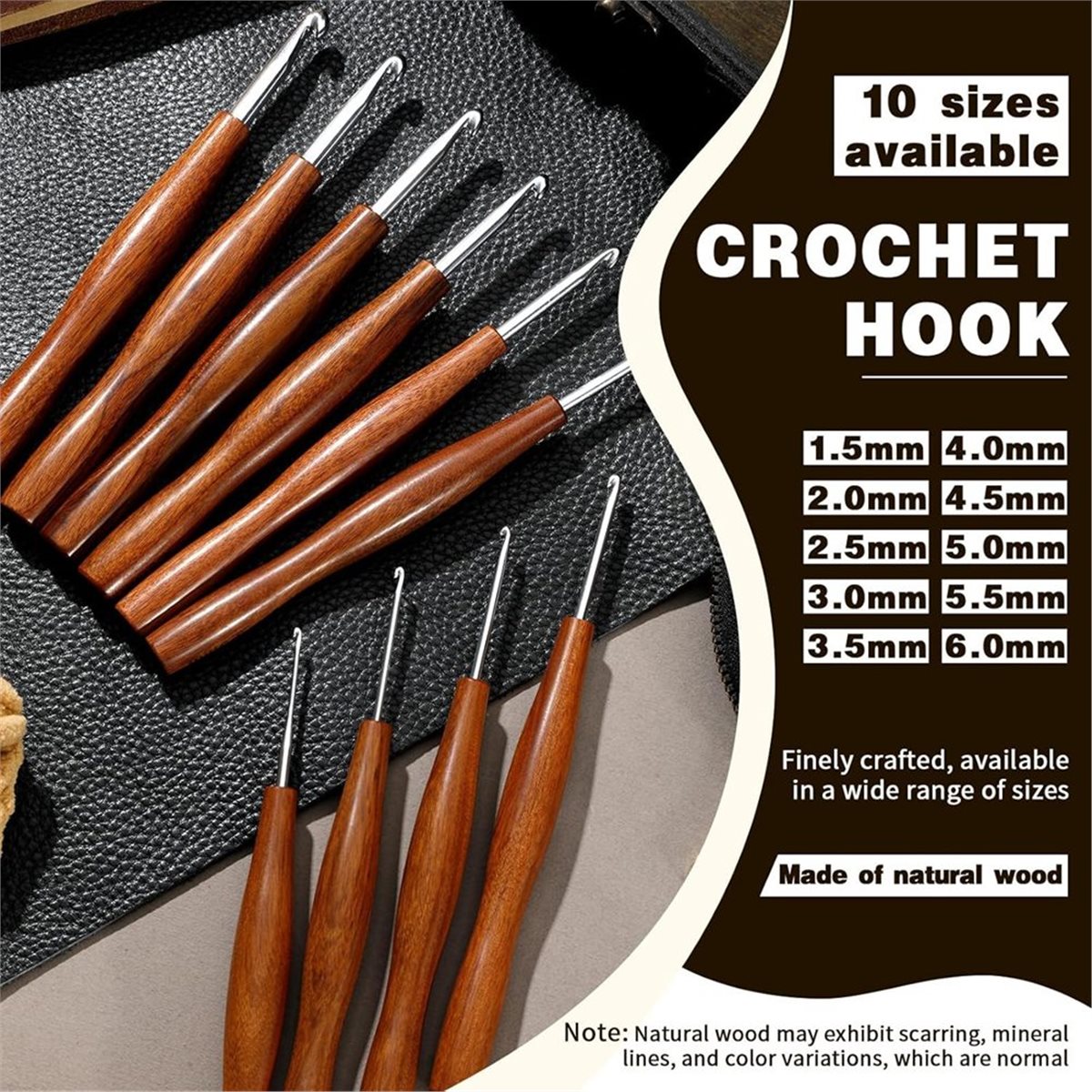 AT16 5 Pcs Crochet Hook, 5 Siz - Wooden Crochet Hooks Ergonomic Handle review and price