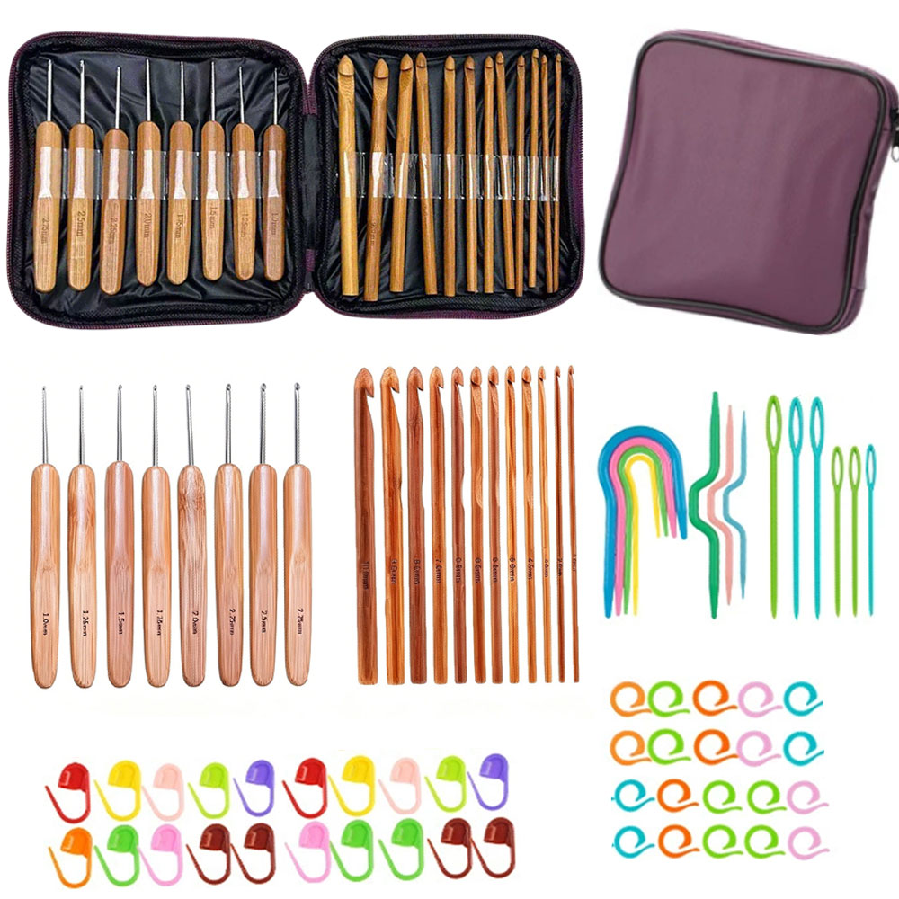 74pcs Bamboo Crochet Hooks Set - Sewing review and price