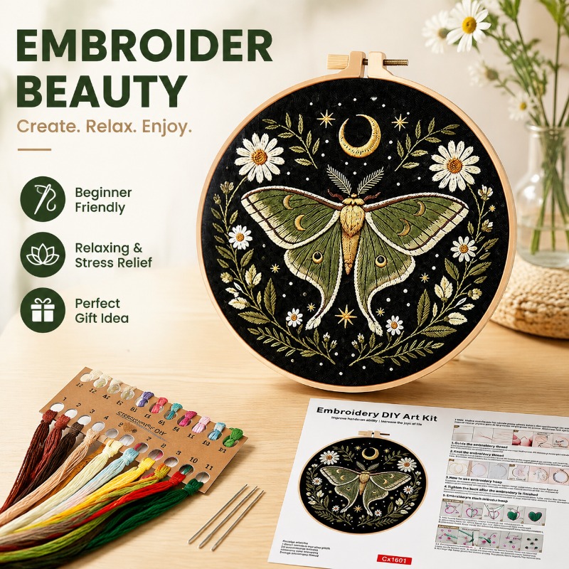 Butterfly Flower Embroidery DI - Cross Stitch Stamped Kits Beginners review and price