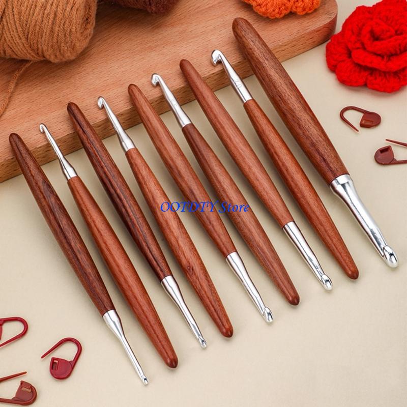 367A 8Pcs Wooden Handle Croche - Wooden Crochet Hooks Ergonomic Handle review and price