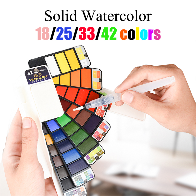 18/25/33/42 Colors Solid Water - Watercolor Paint Set Solid Pigment review and price