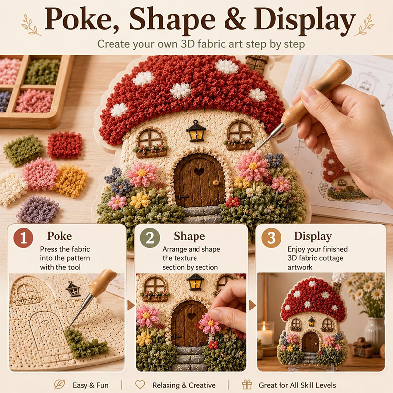 3D Mushroom House Poke Art DIY - Sewing review and price