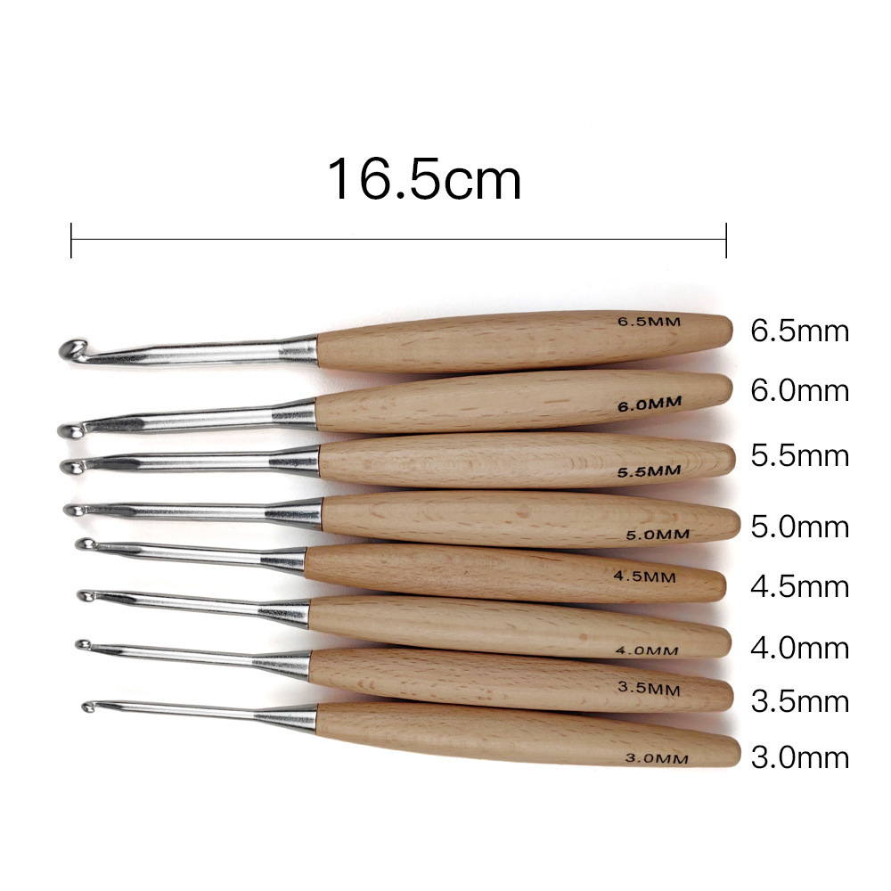 8Pcs Wood Crochet Hooks16.5cm  - Wooden Crochet Hooks Ergonomic Handle review and price
