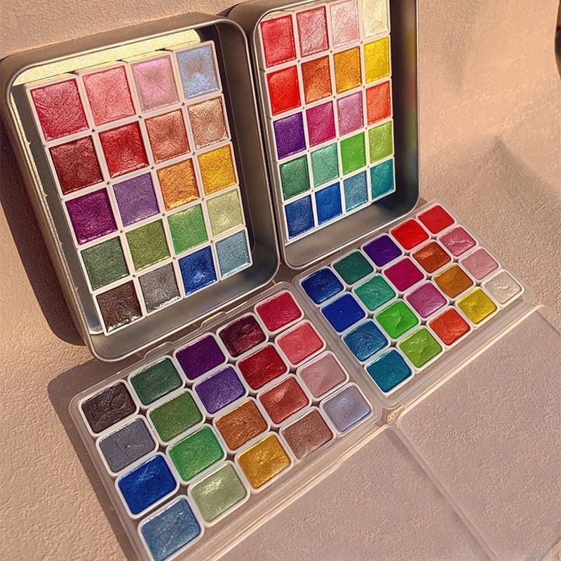 Pearlescent Paints Portable 20 - Watercolor Paint Set Solid Pigment review and price