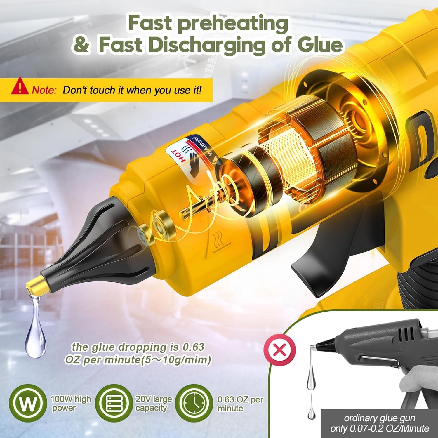 100W Cordless Hot Glue Gun for - Hot Melt Glue Gun Cordless review and price