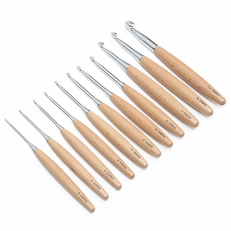 1/11pcs Wooden Handle Crochet  - Wooden Crochet Hooks Ergonomic Handle review and price