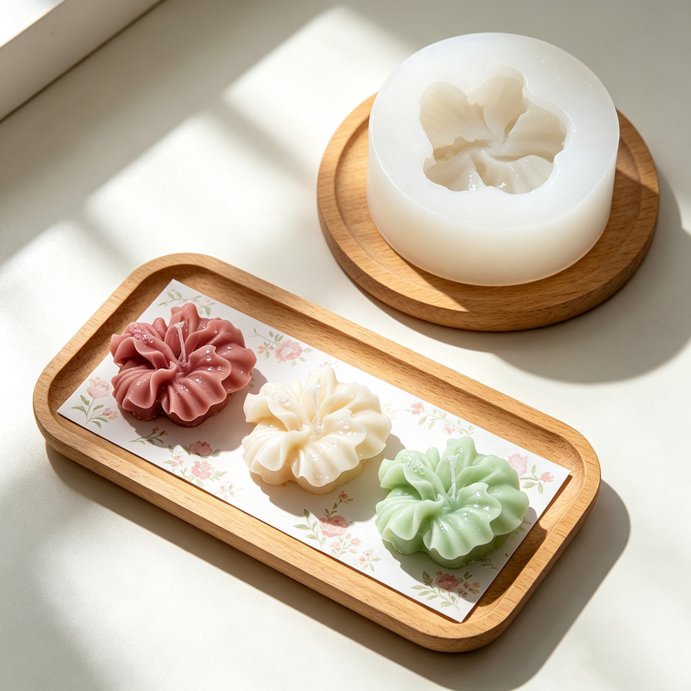 2pcs Hibiscus Flower Candle Mo - Silicone Epoxy Resin Molds Set review and price