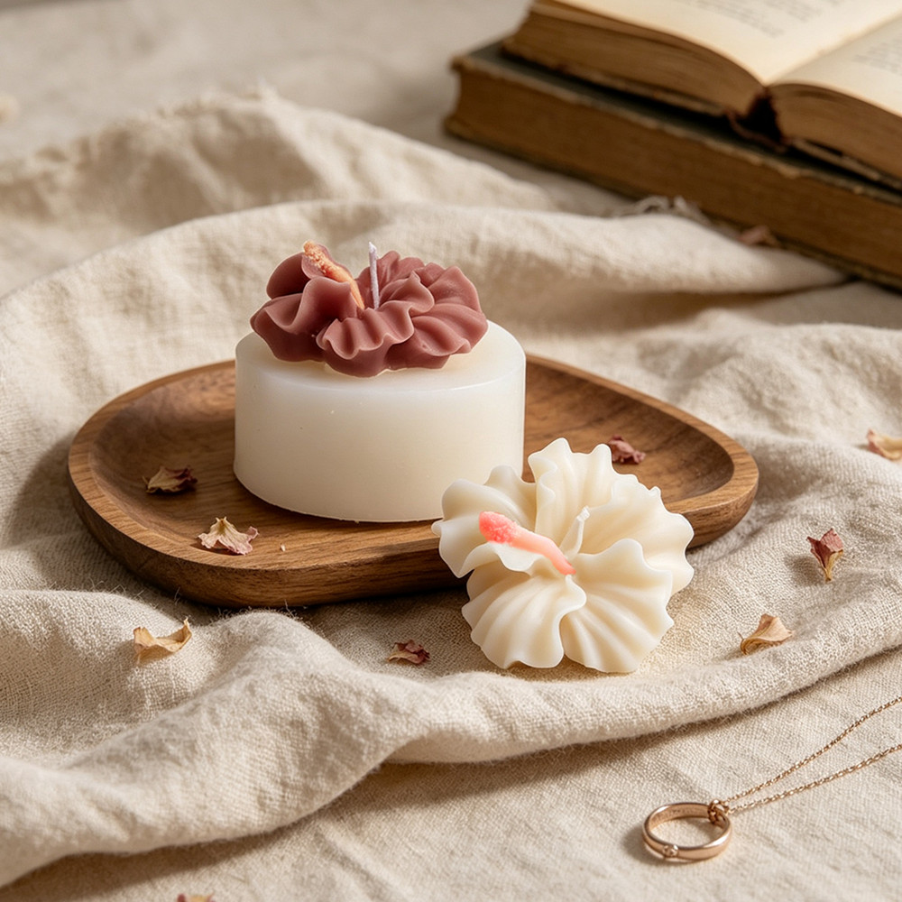 2pcs Hibiscus Flower Candle Mo - Silicone Epoxy Resin Molds Set review and price